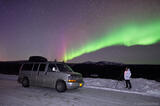 Aurora borealis and photographers and Chevy van photo