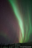 Vertical Aurora Band With Meteors, Alaska