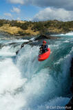 Whitewater kayaker running Baker River, Patagonia, Chile