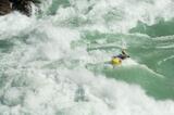 Whitewater kayaker paddling the canyon, Baker River, Patagonia, 
