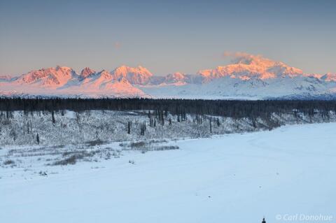 Alaska Range and Mount Denali photo, sunrise Denali State Park.