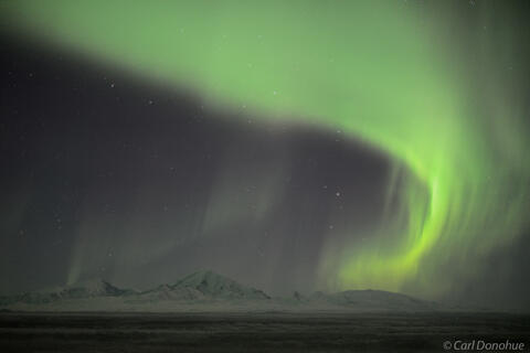 Aurora borealis over Wrangell Mountains photo