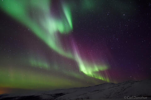 Purple and red Aurora borealis photo