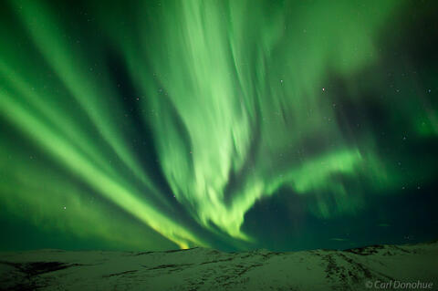 White Mountains and aurora borealis photo