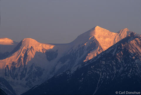 Alpenglow on Chugach Mountains Peaks at Sunset