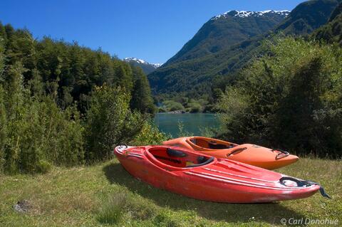 Whitewater kayaks, Futaleufu River, Patagonia, Chile