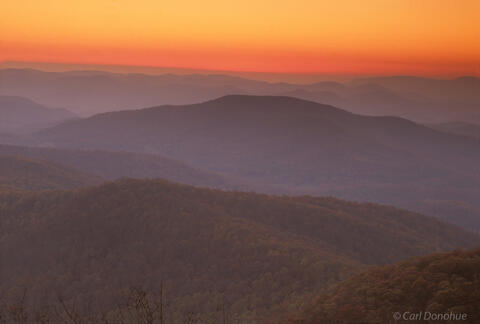 Blood Mountain at sunset, Appalachian Trail.