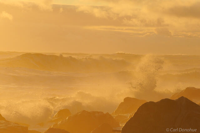 Waves crashing at sunset photo, Wrangell-St. Elias National Park