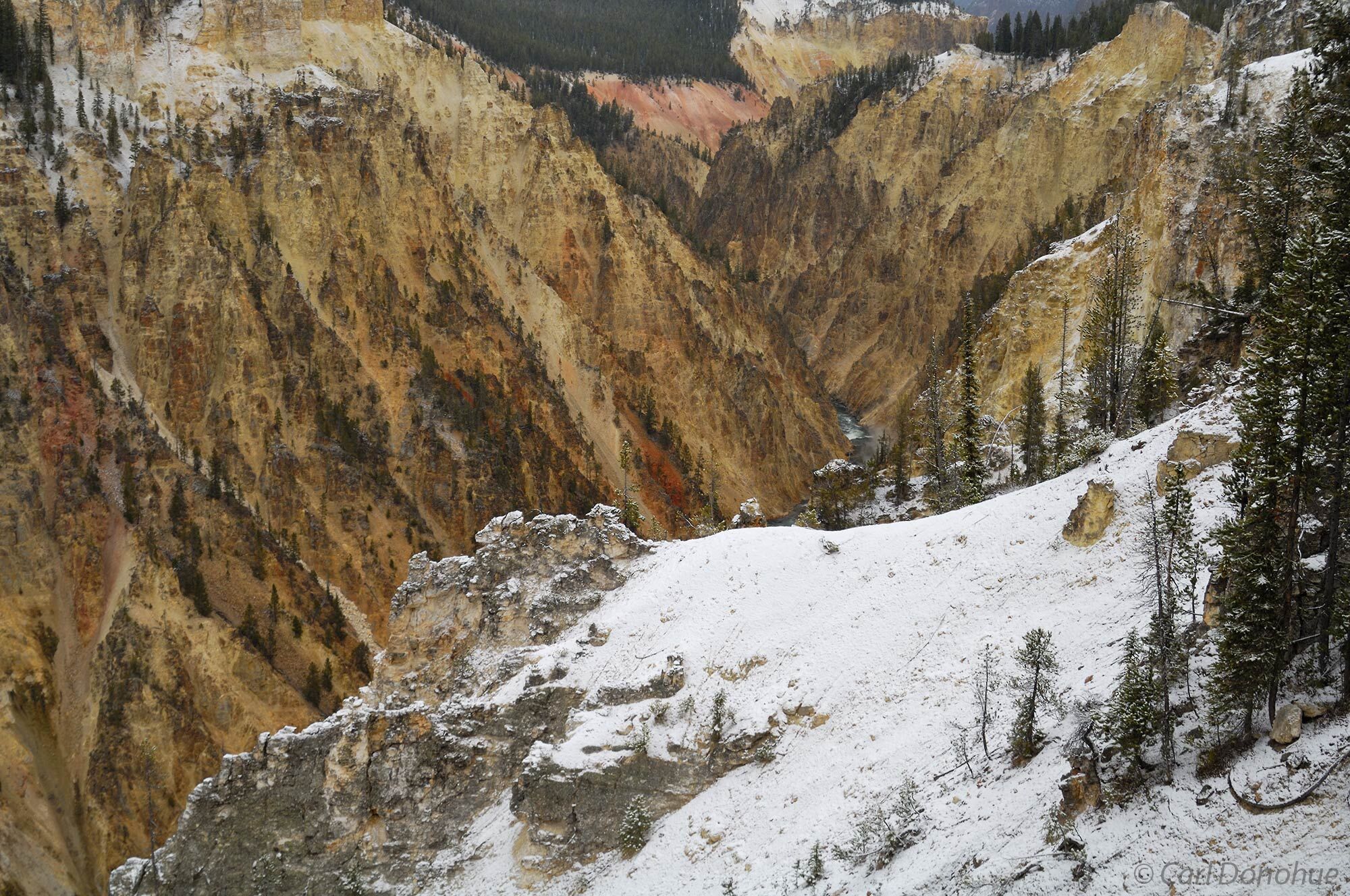 Looking down the Canyon below the Lower Falls in Wyoming's Yellowstone National Park, Wyoming.