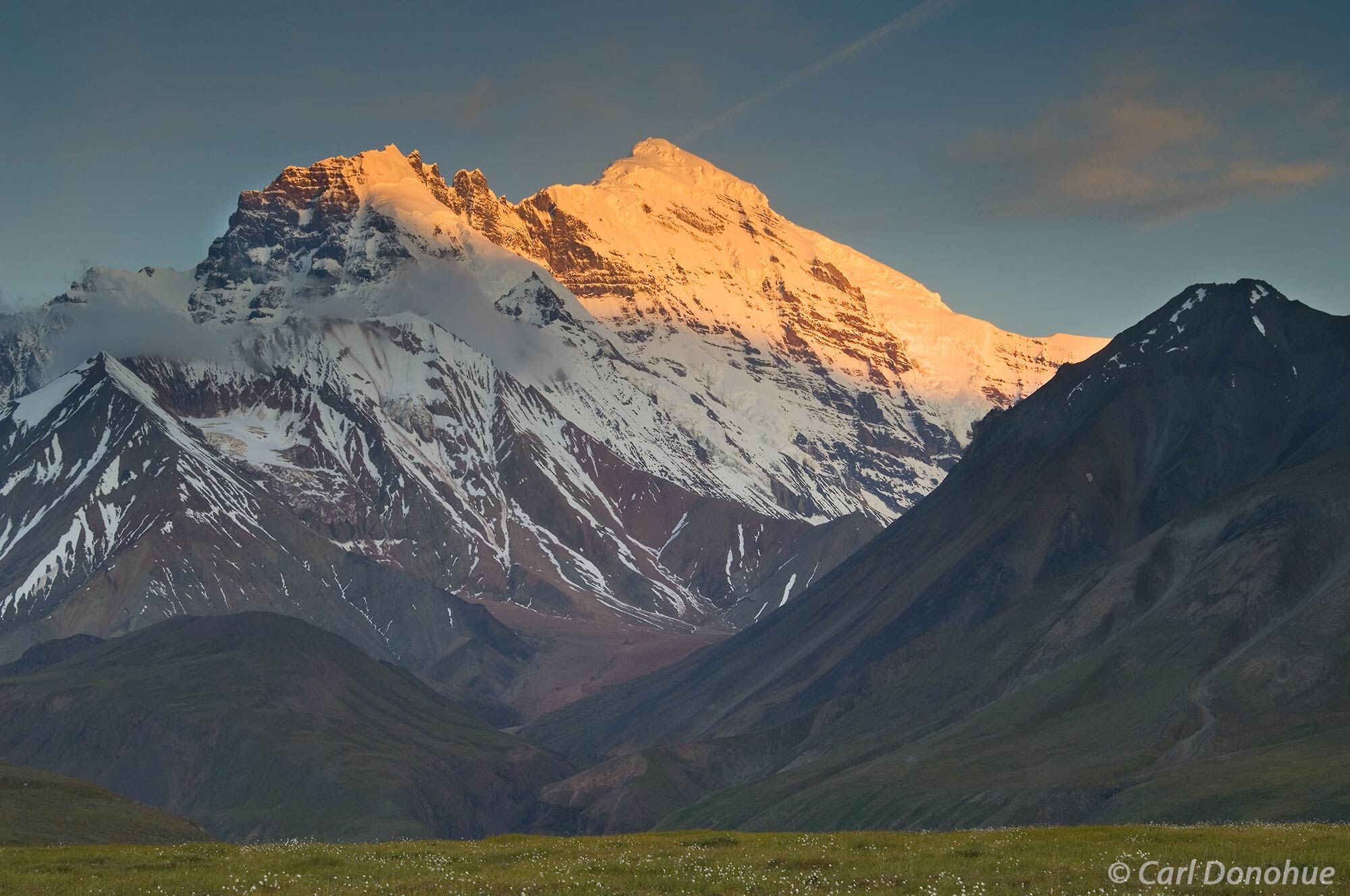 Mt Drum at first light, from a backpacking trip on the Sanford Plateau, Wrangell-St. Elias National Park, Alaska.