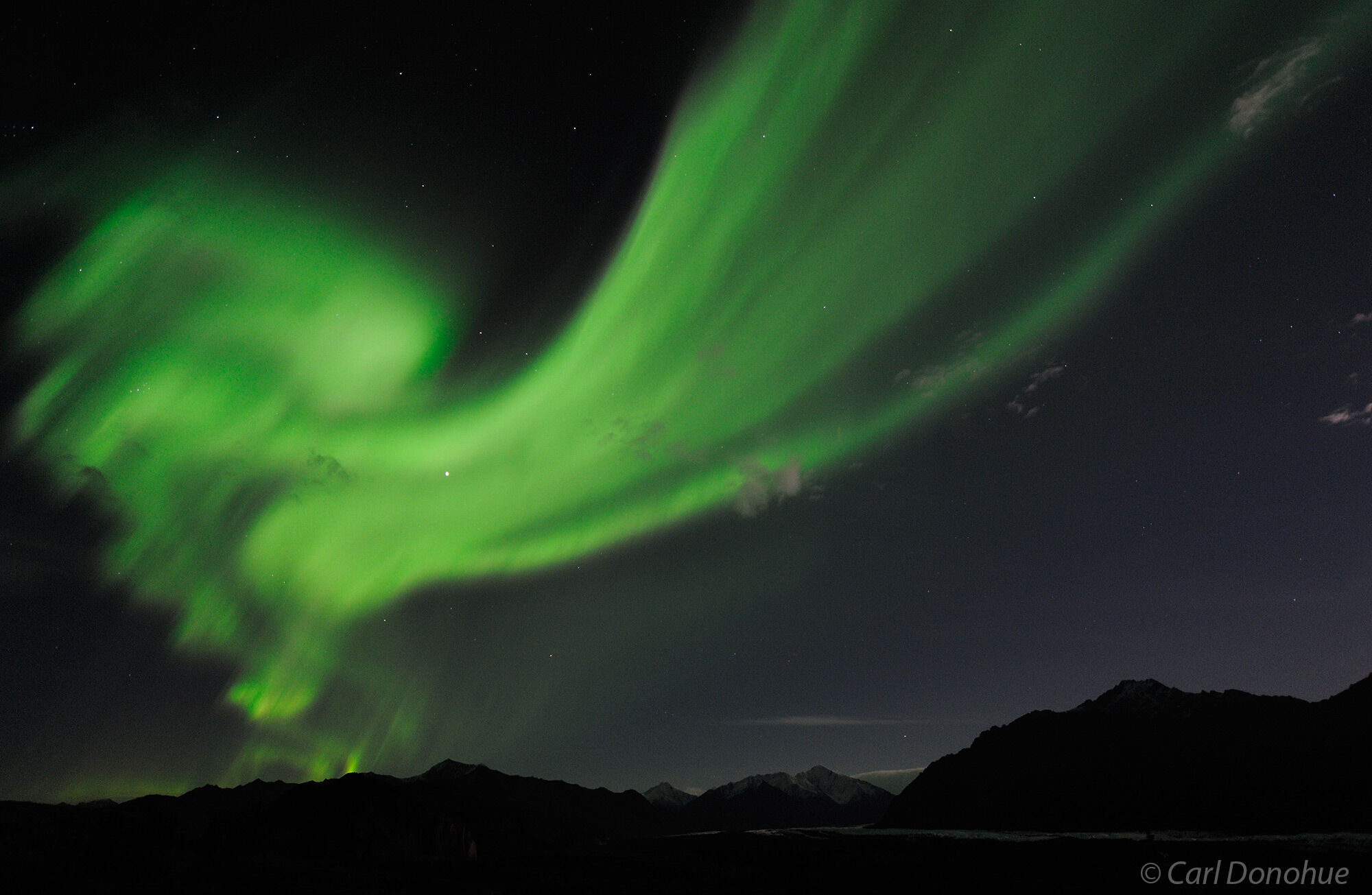 Northern lights, Chugach Mountains, Glenn Highway, Alaska.