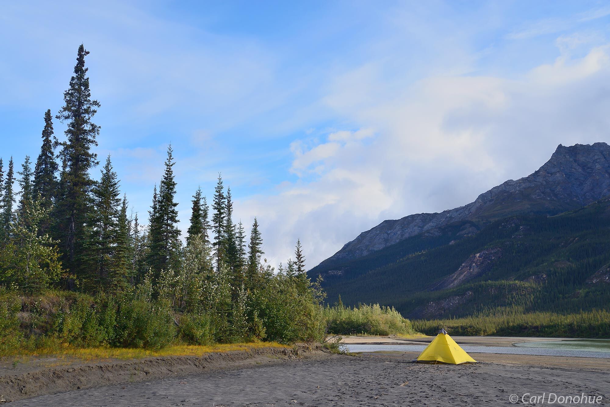 Backcountry campsite on the Alatna River, in Gates of the Arctic National Park and Preserve, Alaska.