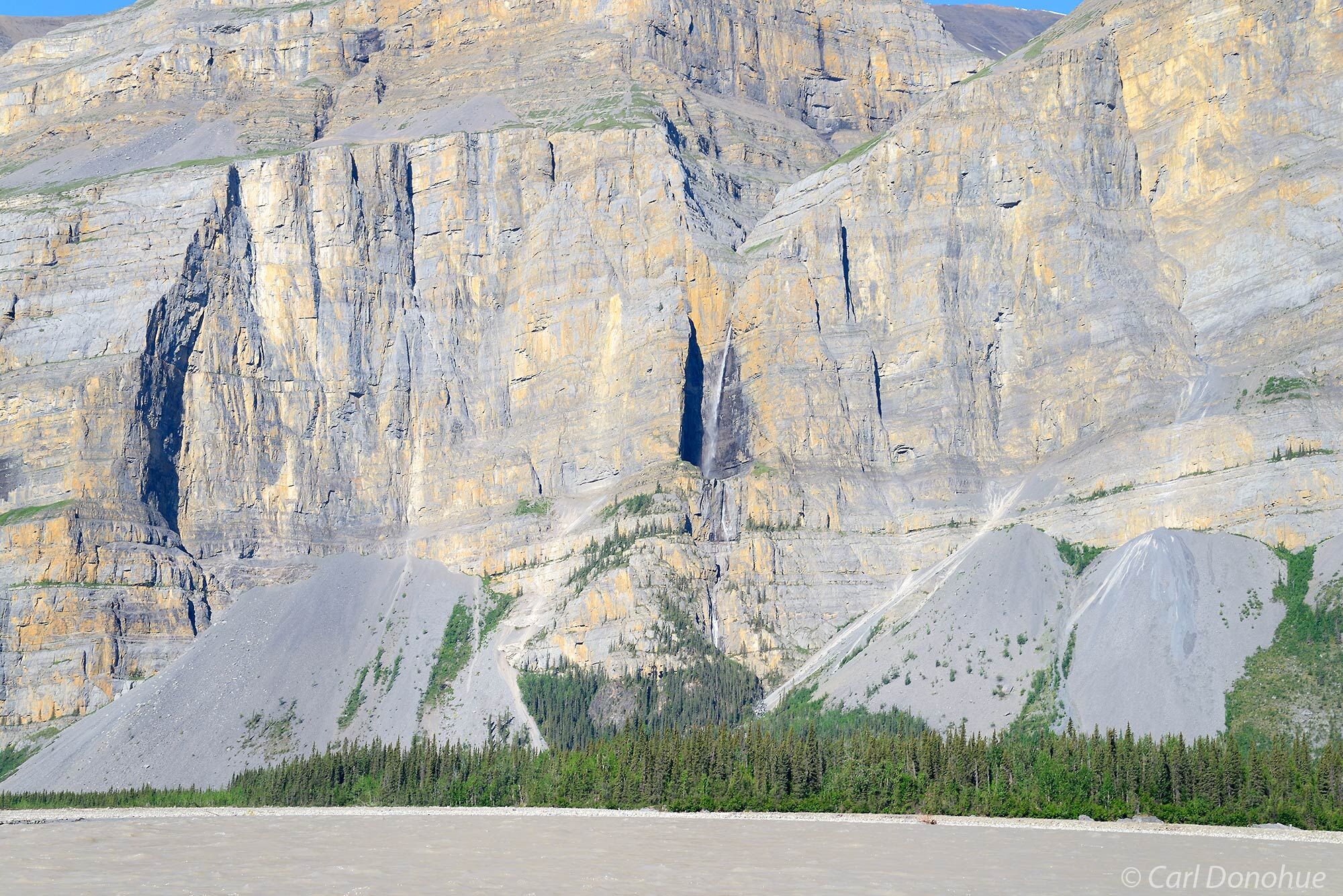 Nizina River, the Mile High Cliffs, which are limestone cliffs, Wrangell - St. Elias National Park & Preserve, Alaska.
