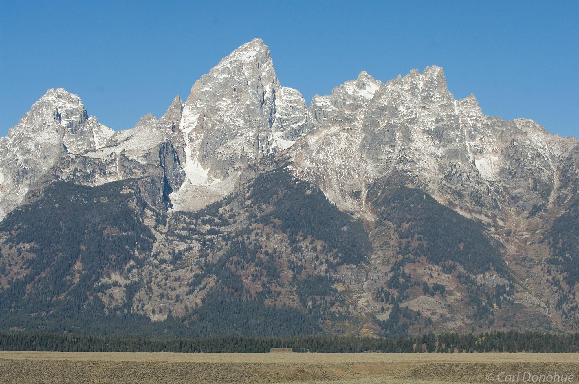Grand Tetons after sunrise, Grand Teton National Park, Wyoming.