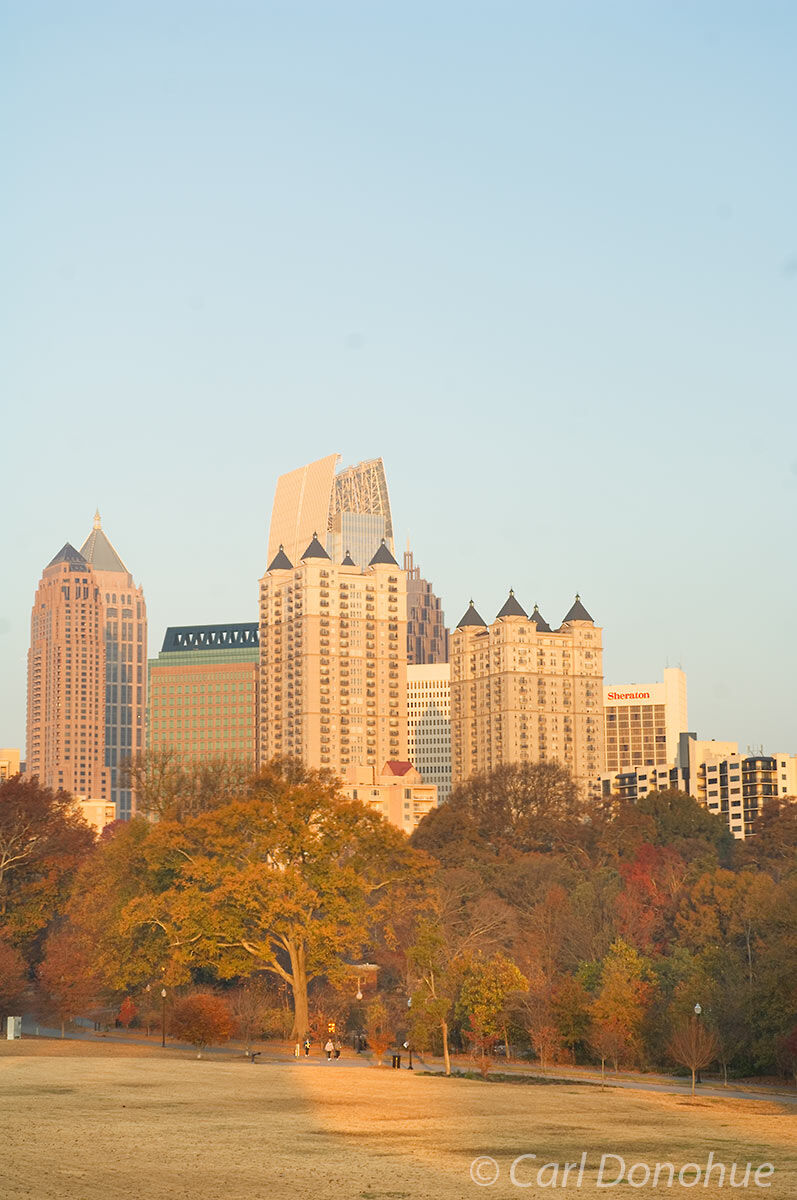 Autumn, Midtown Atlanta skyline, from Piedmont Park. Atlanta, Georgia.