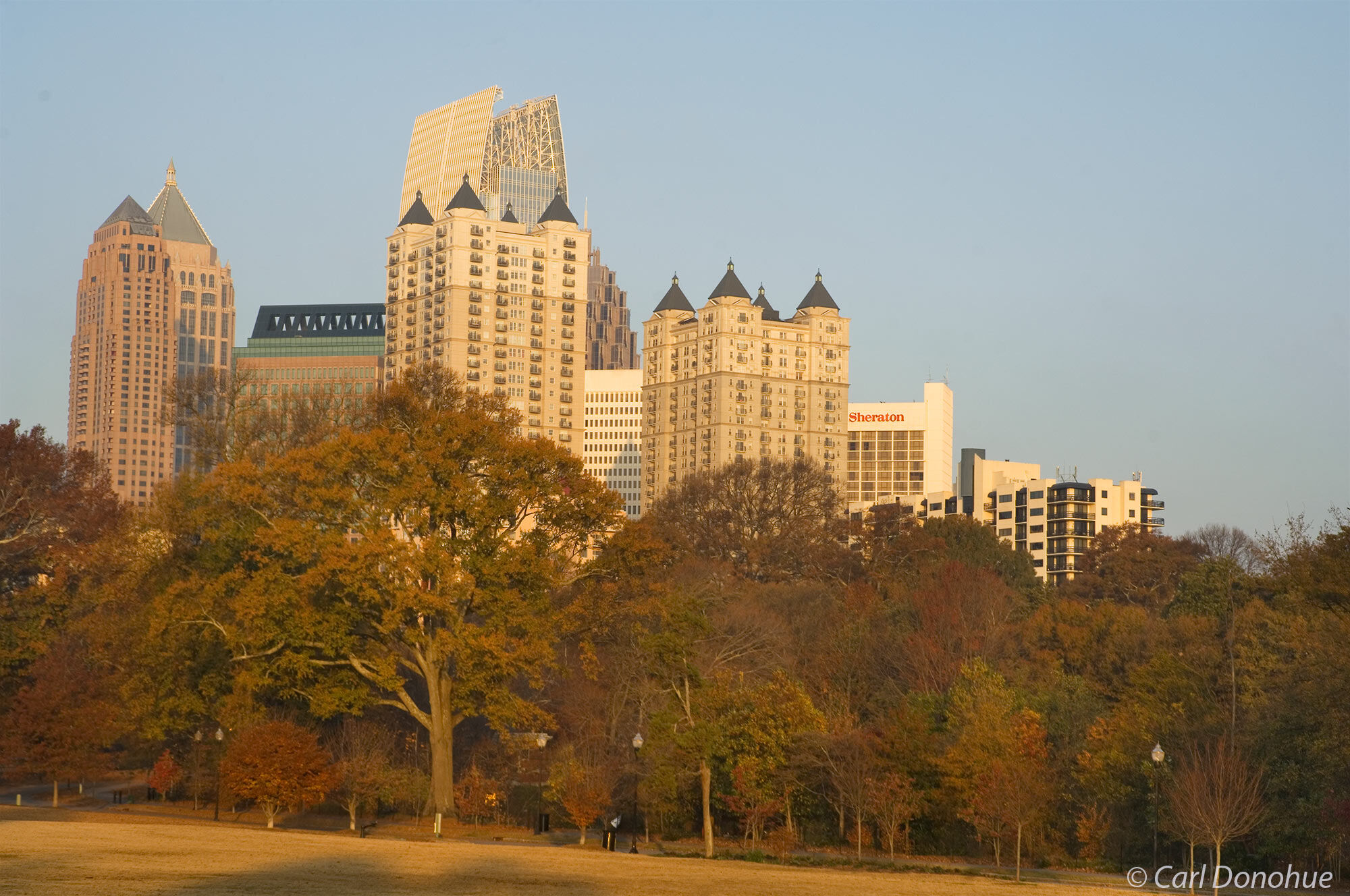 Midtown Atlanta skyline, from Piedmont Park, in early fall, Atlanta, Georgia.