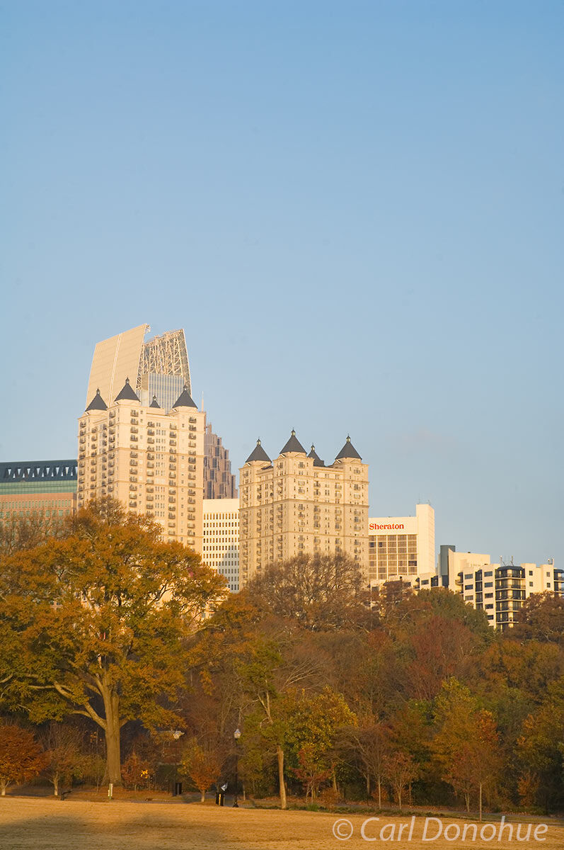 Midtown Atlanta skyline, from Piedmont Park.in early fall, Atlanta, Georgia.